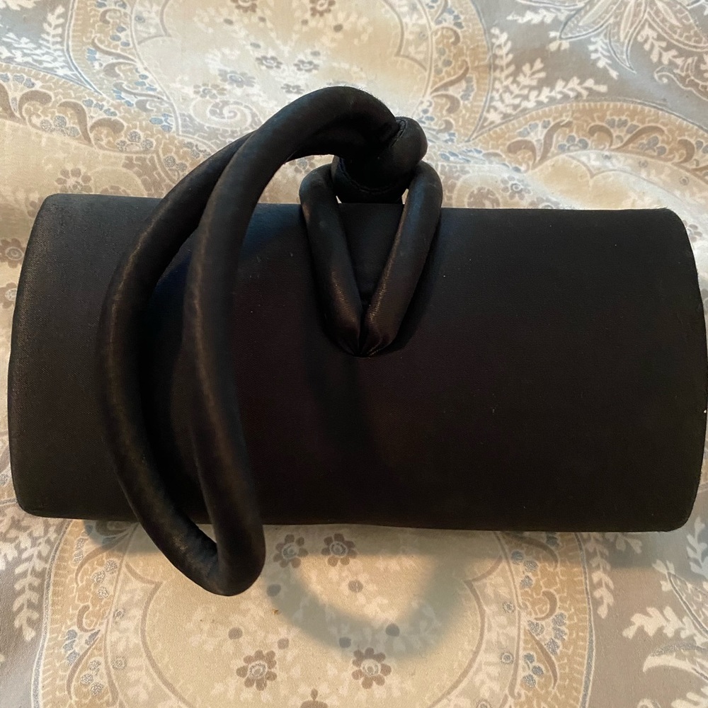 La Regale black satin evening bag